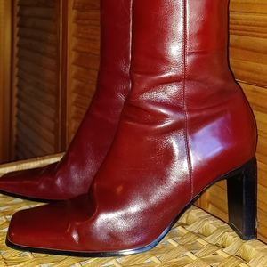 Aldo Oxblood Red Leather Boots Size 9.5